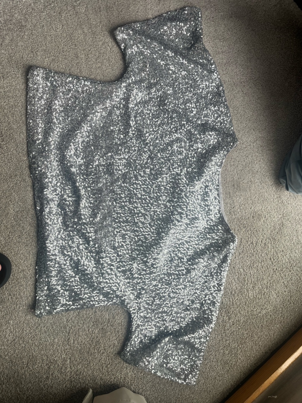 GAP Silver Sequin Top with Crew Neck